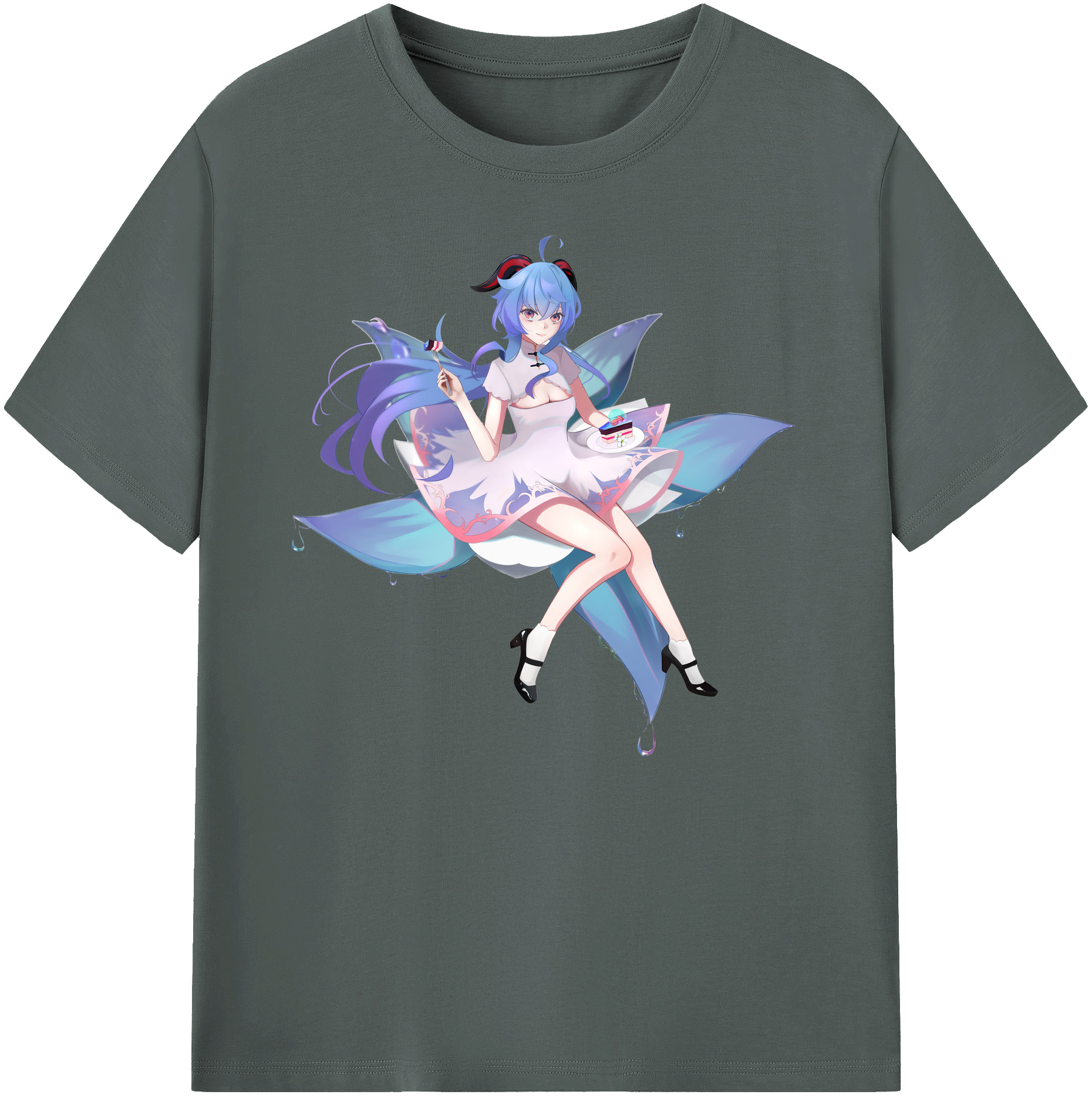 げんし神 甘雨 かんう genshin Ganyu 綿100％ メンズ半袖Tシャツ｜肌触りやわらか＆通気性
